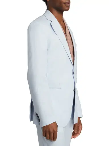 Reiss Men's Kin B Linen Two-Button Blazer - Soft Blue | Thumbnail 4 Reiss Men's Kin B Linen Two-Button Blazer - Soft Blue | Thumbnail 4