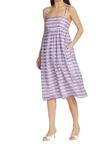 Baum und Pferdgarten Women's Aspen Plaid Fit & Flare Midi-Dress - Bright Violet | Thumbnail 2 Baum und Pferdgarten Women's Aspen Plaid Fit & Flare Midi-Dress - Bright Violet | Thumbnail 2