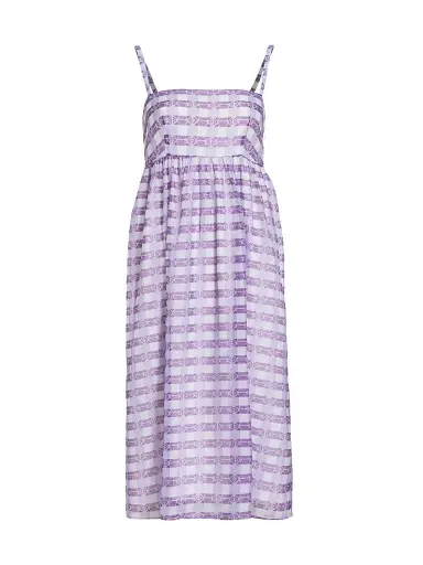 Baum und Pferdgarten Women's Aspen Plaid Fit & Flare Midi-Dress - Bright Violet | Thumbnail 1 Baum und Pferdgarten Women's Aspen Plaid Fit & Flare Midi-Dress - Bright Violet | Thumbnail 1