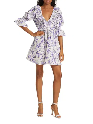 byTiMo Women's Floral Linen & Cotton Minidress - Lilac Blossom | Thumbnail 2 byTiMo Women's Floral Linen & Cotton Minidress - Lilac Blossom | Thumbnail 2