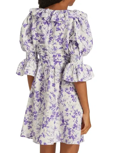 byTiMo Women's Floral Linen & Cotton Minidress - Lilac Blossom | Thumbnail 5 byTiMo Women's Floral Linen & Cotton Minidress - Lilac Blossom | Thumbnail 5