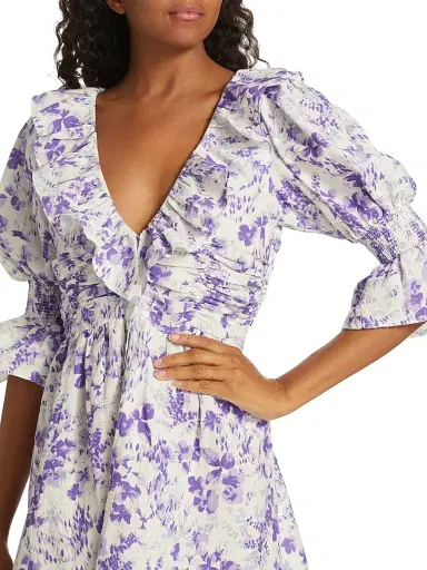 byTiMo Women's Floral Linen & Cotton Minidress - Lilac Blossom | Thumbnail 6 byTiMo Women's Floral Linen & Cotton Minidress - Lilac Blossom | Thumbnail 6