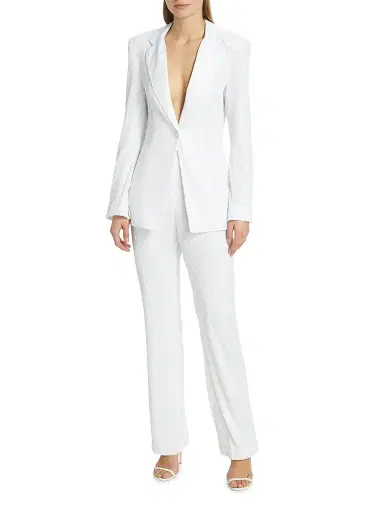 Rotate Birger Christensen Women's Water Sequin Blazer - Bright White | Thumbnail 2 Rotate Birger Christensen Women's Water Sequin Blazer - Bright White | Thumbnail 2