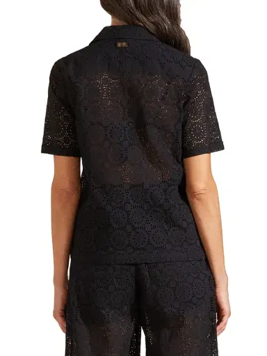Vilebrequin Women's Broderie Anglaise Short-Sleeve Shirt - Noir | Thumbnail 4 Vilebrequin Women's Broderie Anglaise Short-Sleeve Shirt - Noir | Thumbnail 4