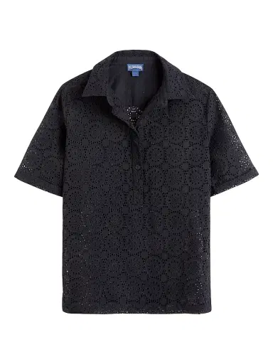 Vilebrequin Women's Broderie Anglaise Short-Sleeve Shirt - Noir | Thumbnail 1 Vilebrequin Women's Broderie Anglaise Short-Sleeve Shirt - Noir | Thumbnail 1