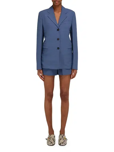 FERRAGAMO Women's Faille Single-Breasted Blazer - Graphite | Thumbnail 2 FERRAGAMO Women's Faille Single-Breasted Blazer - Graphite | Thumbnail 2