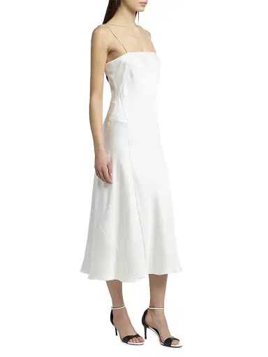 Giorgio Armani Women's Silk Square-Neck A-Line Midi-Dress | Thumbnail 3 Giorgio Armani Women's Silk Square-Neck A-Line Midi-Dress | Thumbnail 3