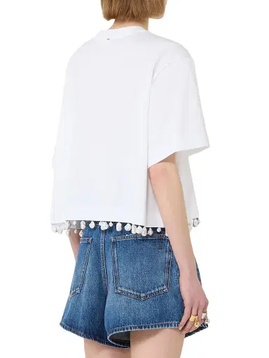 Sportmax Women's Pearl Embroidered Cropped T-Shirt | Thumbnail 4 Sportmax Women's Pearl Embroidered Cropped T-Shirt | Thumbnail 4