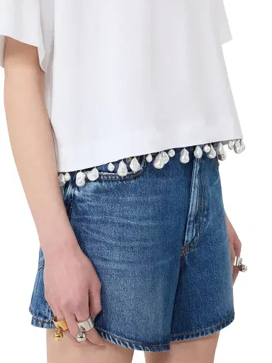 Sportmax Women's Pearl Embroidered Cropped T-Shirt | Thumbnail 6 Sportmax Women's Pearl Embroidered Cropped T-Shirt | Thumbnail 6