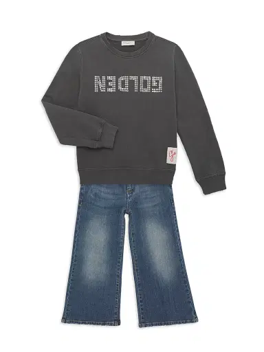 Golden Goose Little Girl's & Girl's Stone Washed Wide Leg Jeans - Medium Blue - Size 6 | Thumbnail 2 Golden Goose Little Girl's & Girl's Stone Washed Wide Leg Jeans - Medium Blue - Size 6 | Thumbnail 2
