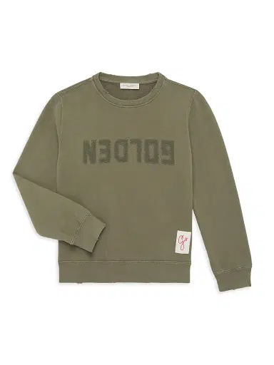 Golden Goose Little Boy's & Boy's Distressed Crewneck Sweatshirt - Dusty Olive | Thumbnail 1 Golden Goose Little Boy's & Boy's Distressed Crewneck Sweatshirt - Dusty Olive | Thumbnail 1