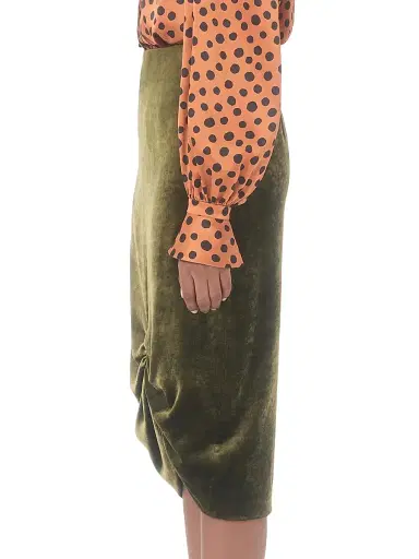 Valentino Garavani Women's Velvet Skirt - Military Green - Size 6 | Thumbnail 3 Valentino Garavani Women's Velvet Skirt - Military Green - Size 6 | Thumbnail 3