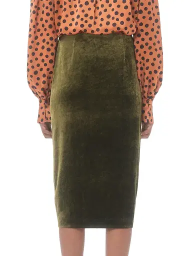 Valentino Garavani Women's Velvet Skirt - Military Green - Size 6 | Thumbnail 4 Valentino Garavani Women's Velvet Skirt - Military Green - Size 6 | Thumbnail 4
