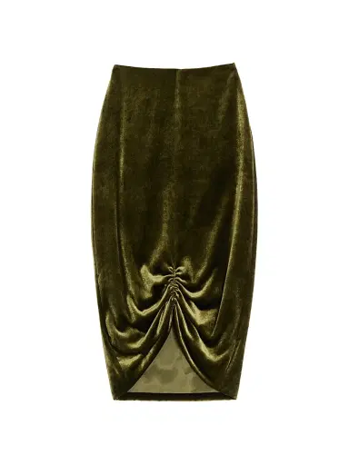 Valentino Garavani Women's Velvet Skirt - Military Green - Size 6 | Thumbnail 1 Valentino Garavani Women's Velvet Skirt - Military Green - Size 6 | Thumbnail 1