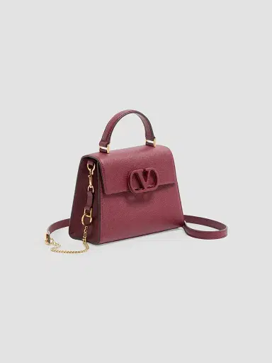 Valentino Garavani Women's V-Sling Top Handle Bag in Grainy Calfskin - Cherry | Thumbnail 2 Valentino Garavani Women's V-Sling Top Handle Bag in Grainy Calfskin - Cherry | Thumbnail 2