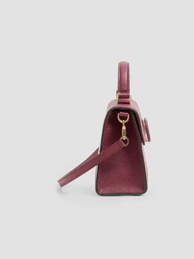 Valentino Garavani Women's V-Sling Top Handle Bag in Grainy Calfskin - Cherry | Thumbnail 3 Valentino Garavani Women's V-Sling Top Handle Bag in Grainy Calfskin - Cherry | Thumbnail 3