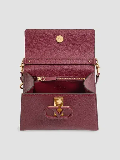 Valentino Garavani Women's V-Sling Top Handle Bag in Grainy Calfskin - Cherry | Thumbnail 5 Valentino Garavani Women's V-Sling Top Handle Bag in Grainy Calfskin - Cherry | Thumbnail 5