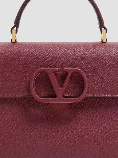 Valentino Garavani Women's V-Sling Top Handle Bag in Grainy Calfskin - Cherry | Thumbnail 6 Valentino Garavani Women's V-Sling Top Handle Bag in Grainy Calfskin - Cherry | Thumbnail 6