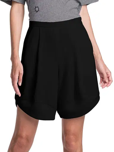 Giorgio Armani Women's Techno Cady Draped Bermuda Shorts - Black Beauty | Thumbnail 3 Giorgio Armani Women's Techno Cady Draped Bermuda Shorts - Black Beauty | Thumbnail 3