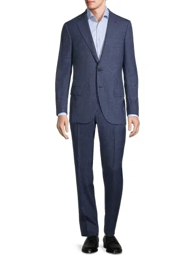 Isaia Men's Sanita Wool-Blend Suit Jacket - Blue | Thumbnail 2 Isaia Men's Sanita Wool-Blend Suit Jacket - Blue | Thumbnail 2