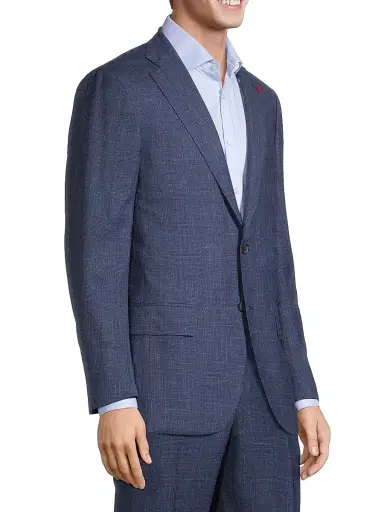Isaia Men's Sanita Wool-Blend Suit Jacket - Blue | Thumbnail 4 Isaia Men's Sanita Wool-Blend Suit Jacket - Blue | Thumbnail 4