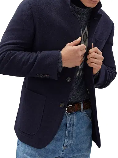 Brunello Cucinelli Men's Water Resistant Lightweight Cashmere Jacket - Cobalt | Thumbnail 5 Brunello Cucinelli Men's Water Resistant Lightweight Cashmere Jacket - Cobalt | Thumbnail 5