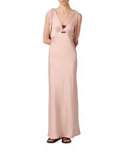 Miu Miu Women's Long Satin Dress - Pink | Thumbnail 2 Miu Miu Women's Long Satin Dress - Pink | Thumbnail 2