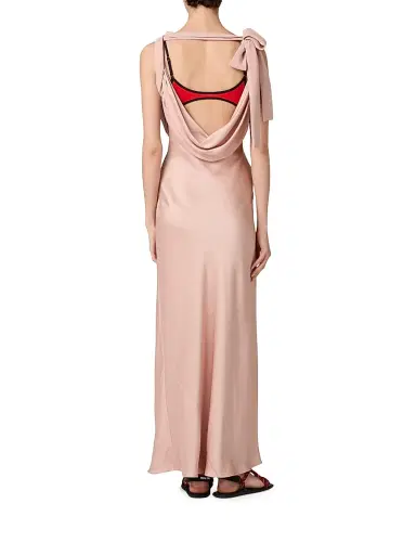 Miu Miu Women's Long Satin Dress - Pink | Thumbnail 3 Miu Miu Women's Long Satin Dress - Pink | Thumbnail 3