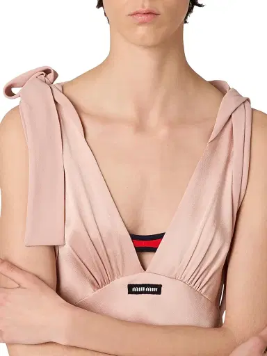 Miu Miu Women's Long Satin Dress - Pink | Thumbnail 4 Miu Miu Women's Long Satin Dress - Pink | Thumbnail 4