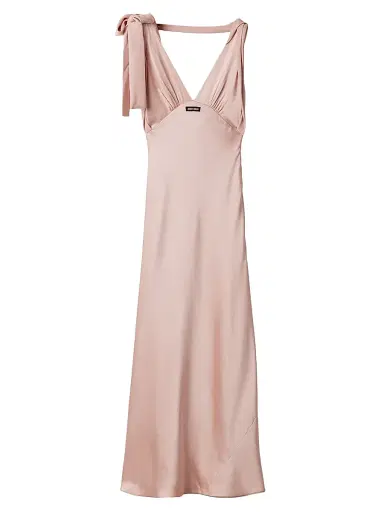 Miu Miu Women's Long Satin Dress - Pink | Thumbnail 1 Miu Miu Women's Long Satin Dress - Pink | Thumbnail 1