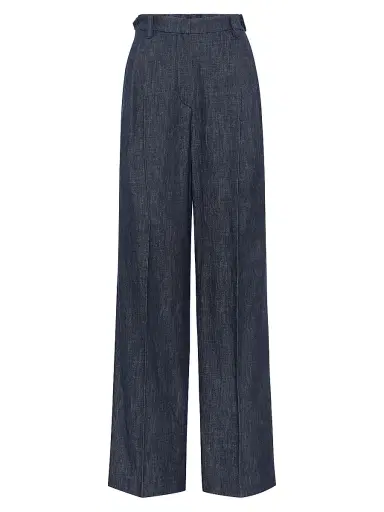 Brunello Cucinelli Women's Cotton Denim Effect Twill Tailored Relaxed Trousers - Denim | Thumbnail 1 Brunello Cucinelli Women's Cotton Denim Effect Twill Tailored Relaxed Trousers - Denim | Thumbnail 1