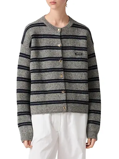 Miu Miu Women's Shetland Knit Cardigan - Grey - Size 6 | Thumbnail 2 Miu Miu Women's Shetland Knit Cardigan - Grey - Size 6 | Thumbnail 2