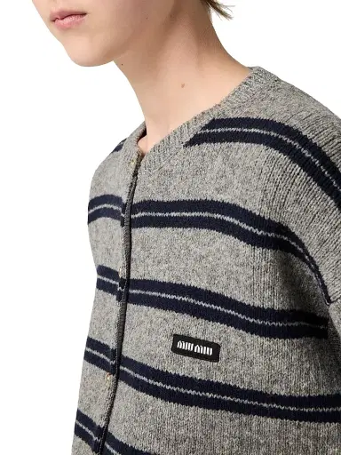 Miu Miu Women's Shetland Knit Cardigan - Grey - Size 6 | Thumbnail 4 Miu Miu Women's Shetland Knit Cardigan - Grey - Size 6 | Thumbnail 4