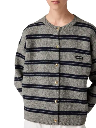 Miu Miu Women's Shetland Knit Cardigan - Grey - Size 6 | Thumbnail 5 Miu Miu Women's Shetland Knit Cardigan - Grey - Size 6 | Thumbnail 5