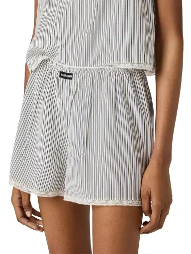 Miu Miu Women's Crepe De Chine Boxer Shorts - Beige - Size 0 | Thumbnail 2 Miu Miu Women's Crepe De Chine Boxer Shorts - Beige - Size 0 | Thumbnail 2