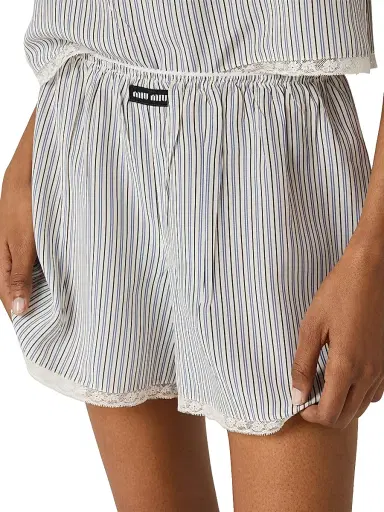 Miu Miu Women's Crepe De Chine Boxer Shorts - Beige - Size 0 | Thumbnail 4 Miu Miu Women's Crepe De Chine Boxer Shorts - Beige - Size 0 | Thumbnail 4