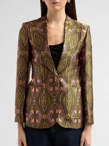 Etro Women's Tapestry Jacqaurd Blazer - Multicolor Green Base | Thumbnail 5 Etro Women's Tapestry Jacqaurd Blazer - Multicolor Green Base | Thumbnail 5