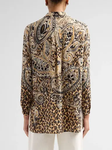 Etro Women's Paisley Leopard Print Silk Shirt | Thumbnail 3 Etro Women's Paisley Leopard Print Silk Shirt | Thumbnail 3