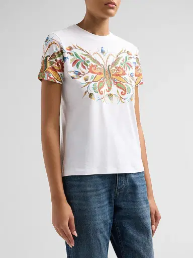 Etro Women's Paisley Butterfly Cotton T-Shirt | Thumbnail 4 Etro Women's Paisley Butterfly Cotton T-Shirt | Thumbnail 4