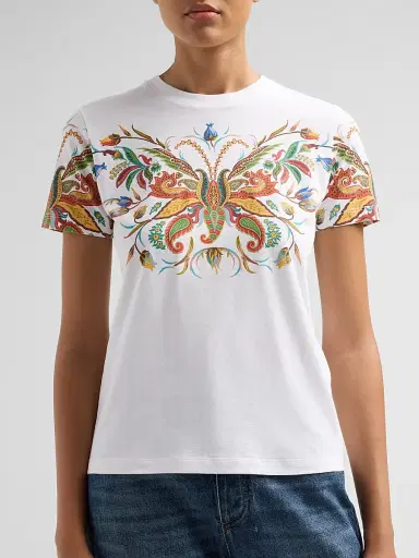 Etro Women's Paisley Butterfly Cotton T-Shirt | Thumbnail 5 Etro Women's Paisley Butterfly Cotton T-Shirt | Thumbnail 5
