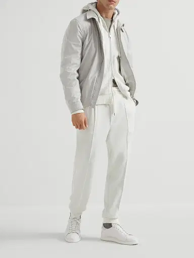 Brunello Cucinelli Men's Cashmere Blend French Terry Double Cloth Sweatshirt - Off White | Thumbnail 6 Brunello Cucinelli Men's Cashmere Blend French Terry Double Cloth Sweatshirt - Off White | Thumbnail 6