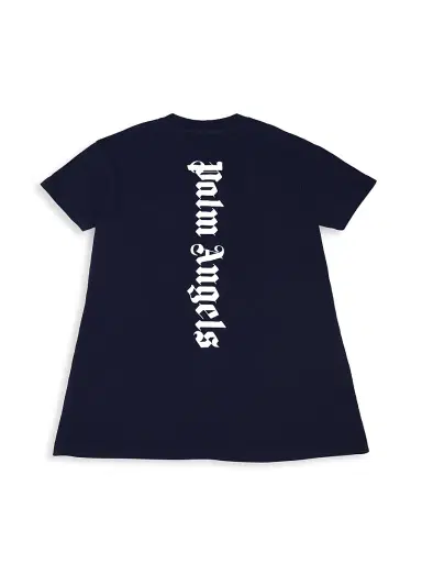 Palm Angels Little Girl's & Girl's Logo T-Shirt Dress - Navy Blue White | Thumbnail 2 Palm Angels Little Girl's & Girl's Logo T-Shirt Dress - Navy Blue White | Thumbnail 2