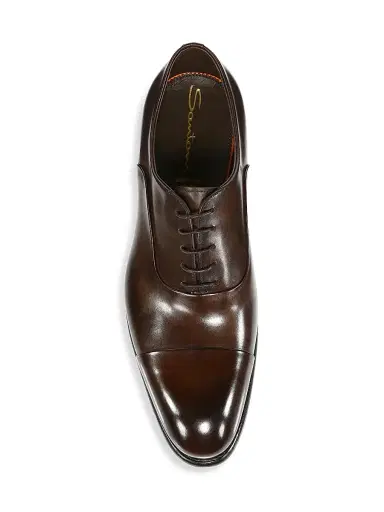 Santoni Men's Formal Lace-Up Cap-Toe Leather Oxfords - Dark Brown - Size 9.5 | Thumbnail 5 Santoni Men's Formal Lace-Up Cap-Toe Leather Oxfords - Dark Brown - Size 9.5 | Thumbnail 5