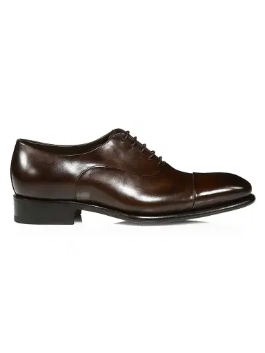 Santoni Men's Formal Lace-Up Cap-Toe Leather Oxfords - Dark Brown - Size 9.5 | Thumbnail 1 Santoni Men's Formal Lace-Up Cap-Toe Leather Oxfords - Dark Brown - Size 9.5 | Thumbnail 1