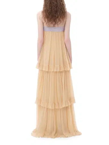 Valentino Garavani Women's Embroidered Long Dress in Crepponne Chiffon - Natural | Thumbnail 4 Valentino Garavani Women's Embroidered Long Dress in Crepponne Chiffon - Natural | Thumbnail 4