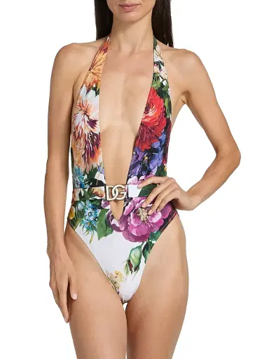 Dolce & Gabbana Women's Floral One-Piece Halterneck Swimsuit | Thumbnail 3 Dolce & Gabbana Women's Floral One-Piece Halterneck Swimsuit | Thumbnail 3