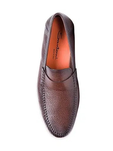 Santoni Men's Paine Tumbled Leather Loafers | Thumbnail 4 Santoni Men's Paine Tumbled Leather Loafers | Thumbnail 4