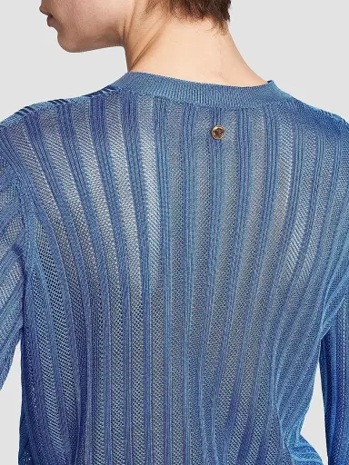 Versace Women's La Vacanza Mesh Rib-Knit Cardigan - Blue - Size 12 | Thumbnail 6 Versace Women's La Vacanza Mesh Rib-Knit Cardigan - Blue - Size 12 | Thumbnail 6