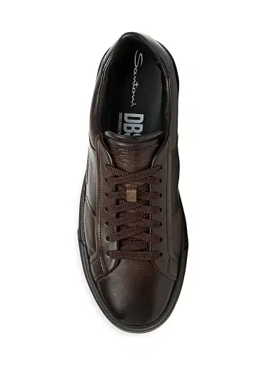Santoni Men's Double Buckle Leather Sneakers - Dark Brown | Thumbnail 5 Santoni Men's Double Buckle Leather Sneakers - Dark Brown | Thumbnail 5