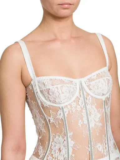 Dolce & Gabbana Women's Lace Underwire Bustier - Bianco Ottico | Thumbnail 6 Dolce & Gabbana Women's Lace Underwire Bustier - Bianco Ottico | Thumbnail 6